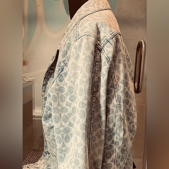 Coach Jacket - XL - Dapper Dan Inspired - Long-Sleeve Denim Jacket -  Blue White - Picture 6 of 14